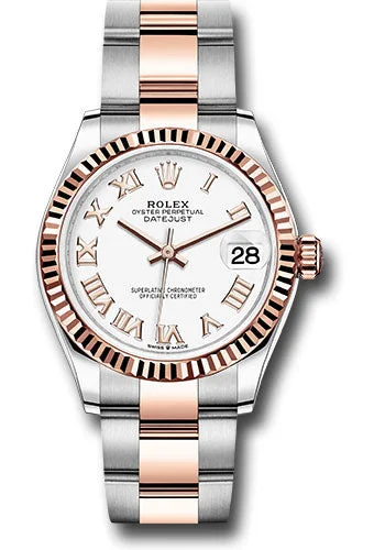 Rolex Steel and Everose Gold Datejust 31 Watch - Fluted Bezel - RosŽ Index Dial - Oyster Bracelet 278271 wro