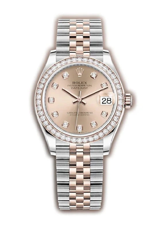 31mm Steel & Everose Gold Diamond Bezel Rose Diamond Dial Jubilee Bracelet