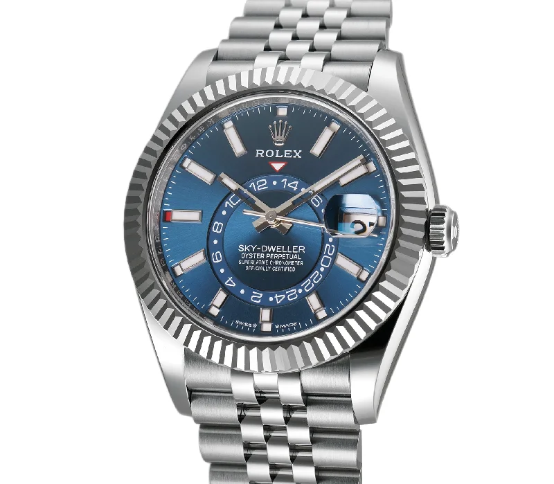 42mm Stainless Steel Blue Dial 18k Fluted Bezel Jubilee Bracelet