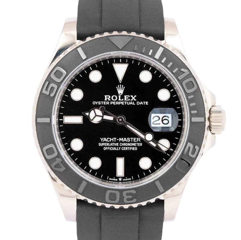 MINT 2023 Rolex Yacht-Master 18K White Gold Oysterflex Black 42mm 226659 BOX