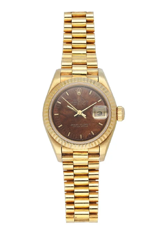 Rolex Datejust 69178 Wood Dial Yellow Gold Ladies Watch Box Papers