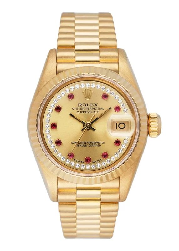 Rolex Datejust 69178 Ruby Diamond Dial Ladies Watch Box Papers