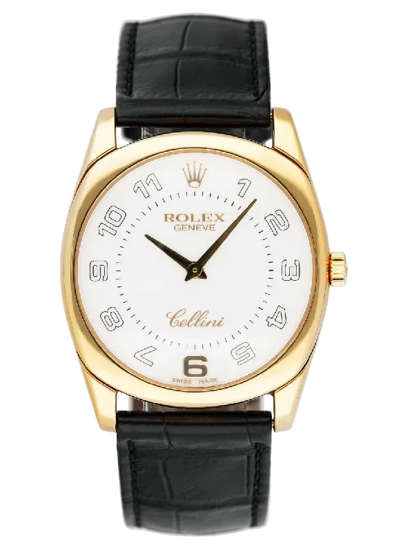 Rolex Cellini Danaos 4233/8 18K Yellow Gold Mens Watch Box Papers