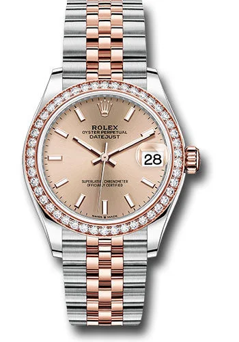 Rolex Steel and Everose Gold Datejust 31 Watch - 46 Diamond Bezel - RosŽ Index Dial - Jubilee Bracelet 278381RBR roij