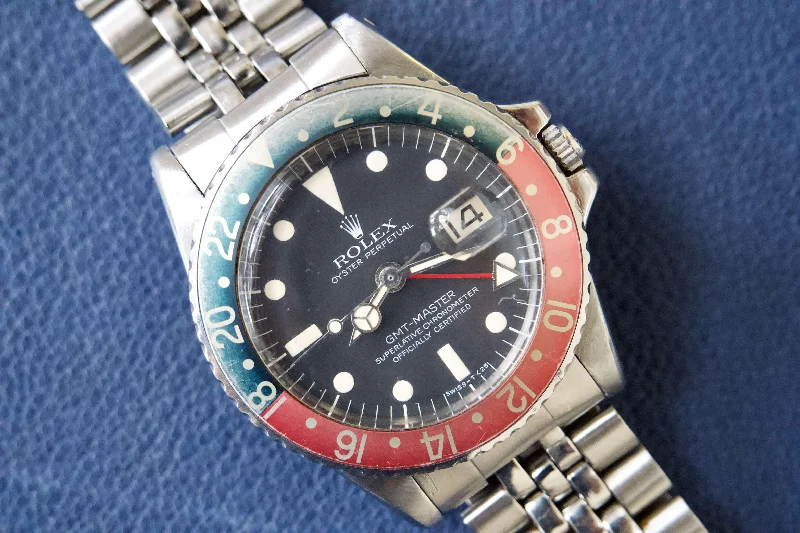 SOLDOUT: Rolex 1675 PEPSI 40MM GMT 1969 Faded Ghost Bezel USA Jubilee Band Vintage