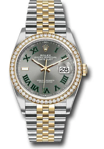 Rolex Yellow Rolesor Datejust 36 Watch - Diamond Bezel - Slate Roman Dial - Jubilee Bracelet - 126283rbr slgrj