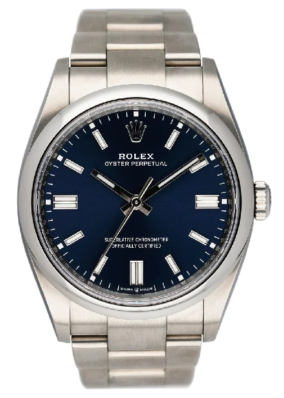 Rolex Oyster Perpetual 126000 Blue Dial Mens Watch Box Papers