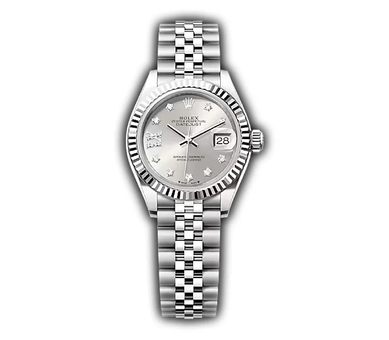 28mm Stainless Steel Silver Star Diamond Dial 18k Fluted Bezel Jubilee Bracelet