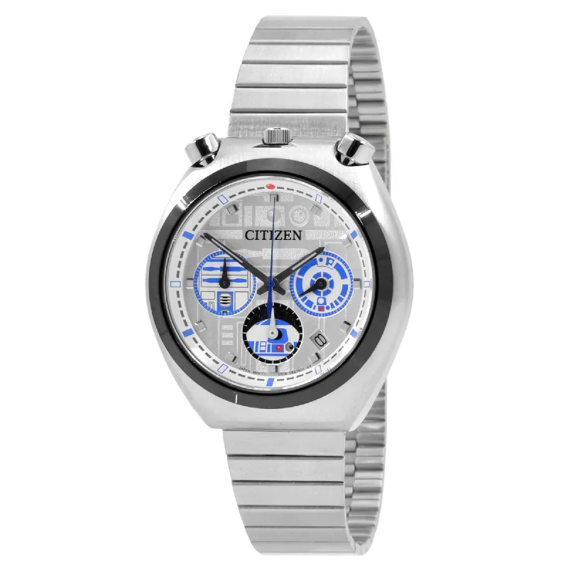 Citizen Men's Watch - Star Wars R2-D2 Tsuno Chronograph Silver Bracelet | AN3666-51A