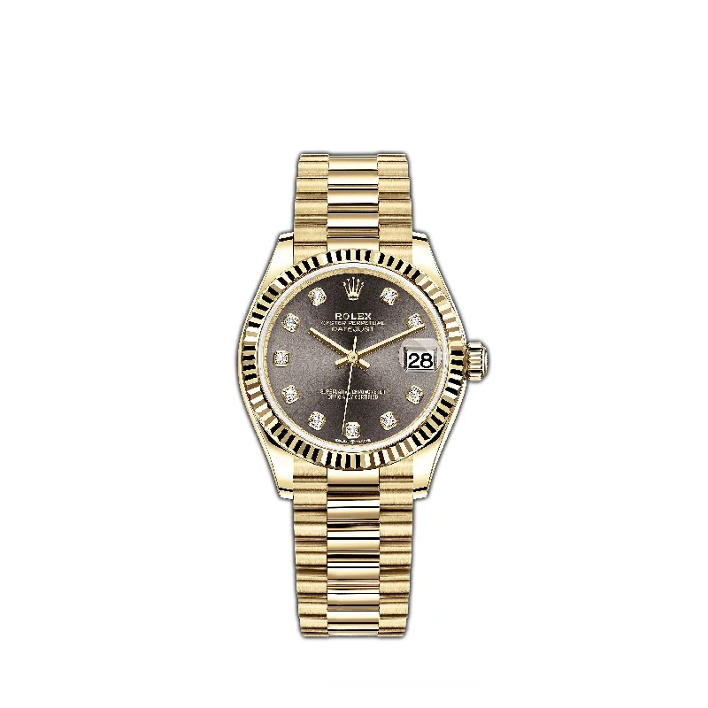 31mm 18k Yellow Gold Dark Grey Diamond Dial President Bracelet