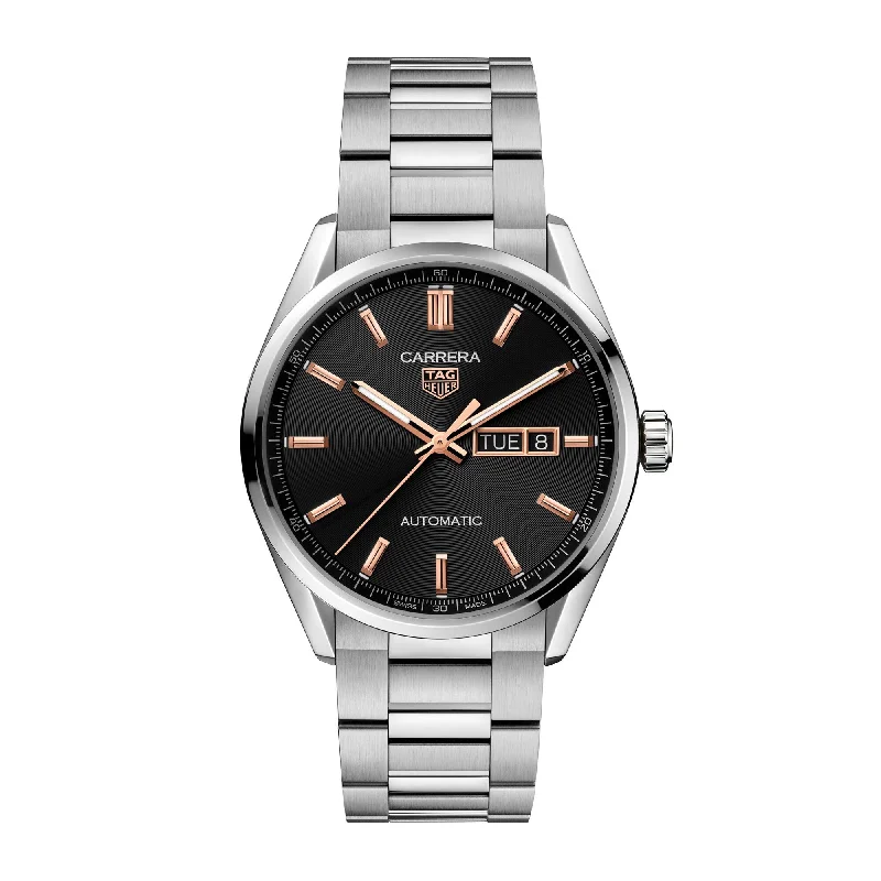 Tag Heuer Watch Carrera Day-Date Automatic Black Rose Gold WBN2013.BA0640