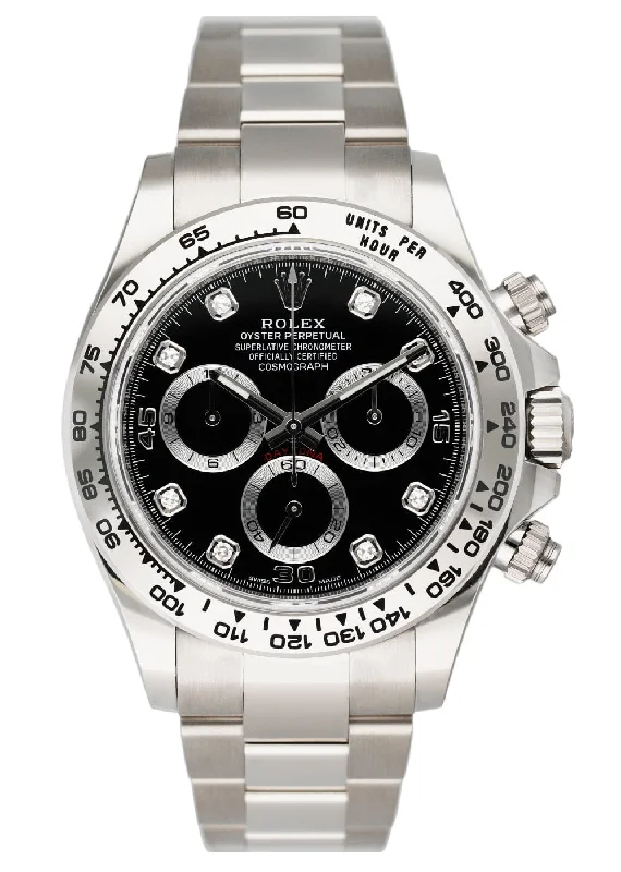 Rolex Daytona 116509 Diamond Dial 18K White Gold Mens Watch Box Papers