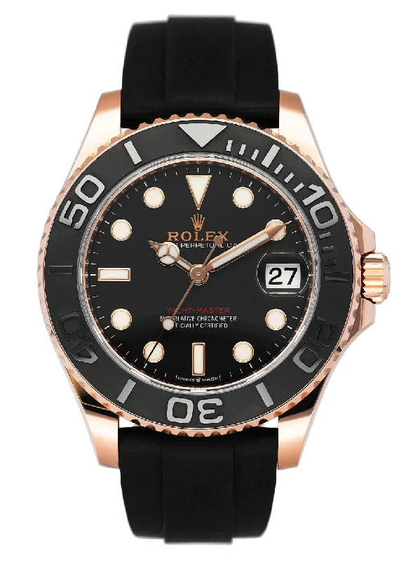 Rolex Yacht-Master 268655 Black Dial 18K Rose Gold Mens Watch Box Papers