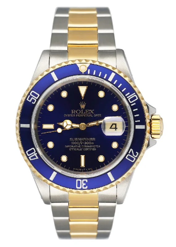 Rolex Submariner Date 16613 Blue Dial Mens Watch Box Papers