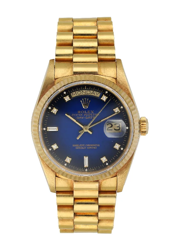 Rolex Day Date President 18038 Blue Vignette Diamond Dial Men's Watch