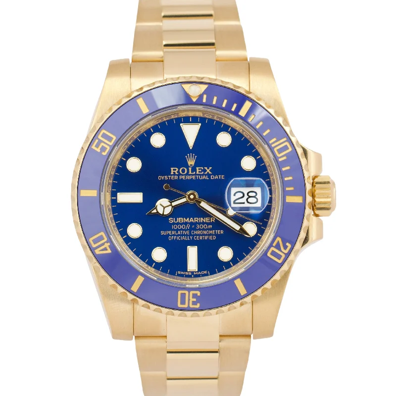 MINT NEW PAPERS Rolex Submariner Date 40mm BLUE Ceramic 18K Gold 116618 LB BOX