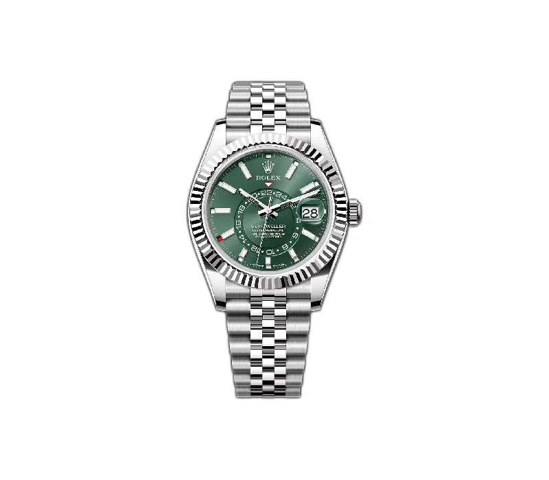 42mm Stainless Steel Green Dial 18k Fluted Bezel Jubilee Bracelet