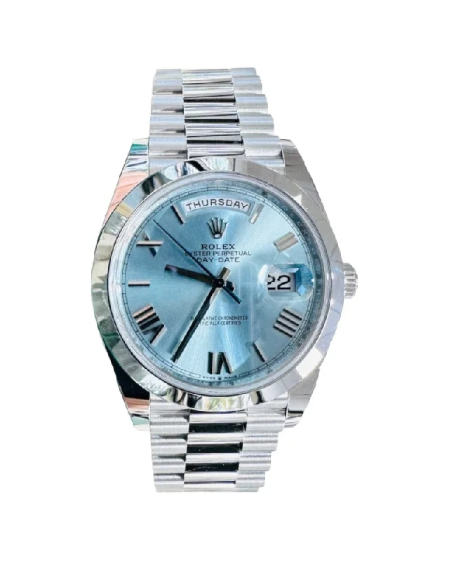 Rolex President 40 Day-Date 228206 Platinum Ice Blue Roman Dial UNWORN Box/Papers