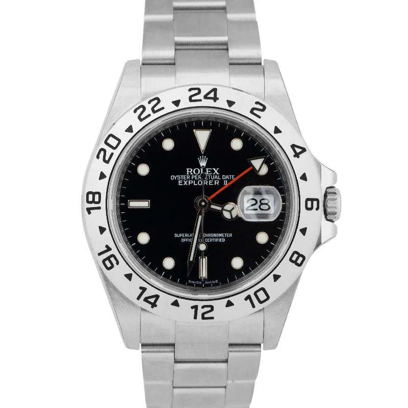 NEW STICKERED Rolex Explorer II 40mm BLACK Steel REHAUT 3186 Watch 16570 BOX