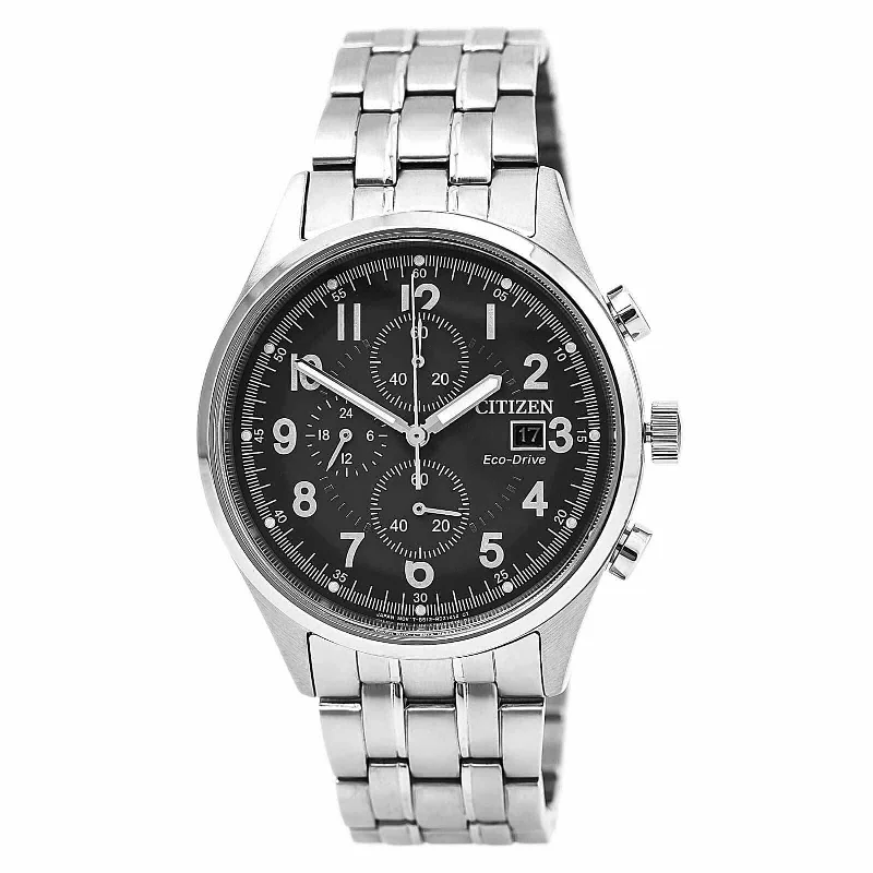 Citizen Men's Chronograph Watch - Chandler Eco-Drive Matte Grey Dial Steel Bracelet